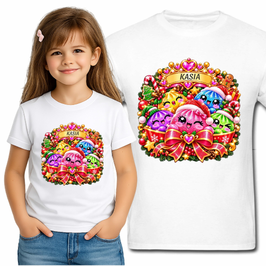 Koszulka ZESTAW GNIOTKÓW MIKOŁAJKI ŚWIĘTA GNIOTEK squishy personalizowana Z NAPISEM imieniem MG60
